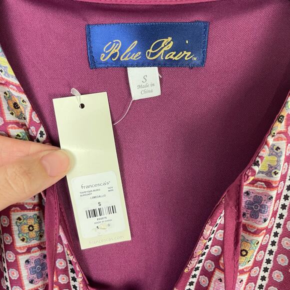 Francesca’s | Blue Rain NWT Luna Medallion Print Babydoll Cropped Blouse - Picture 11 of 12